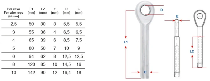 ART. 8317 Наконечники опрессовываемые из нержавеющей стали aisi 316 / A4