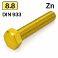 Болты желтый цинк DIN 933, класс прочности 8.8 на shurup.ua Болты желтый цинк DIN 933, класс прочности 8.8