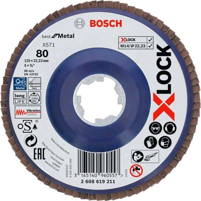 Круг пелюстковий Bosch X-LOCK X571 Best for Metal (125 мм, G80) (2608619211)