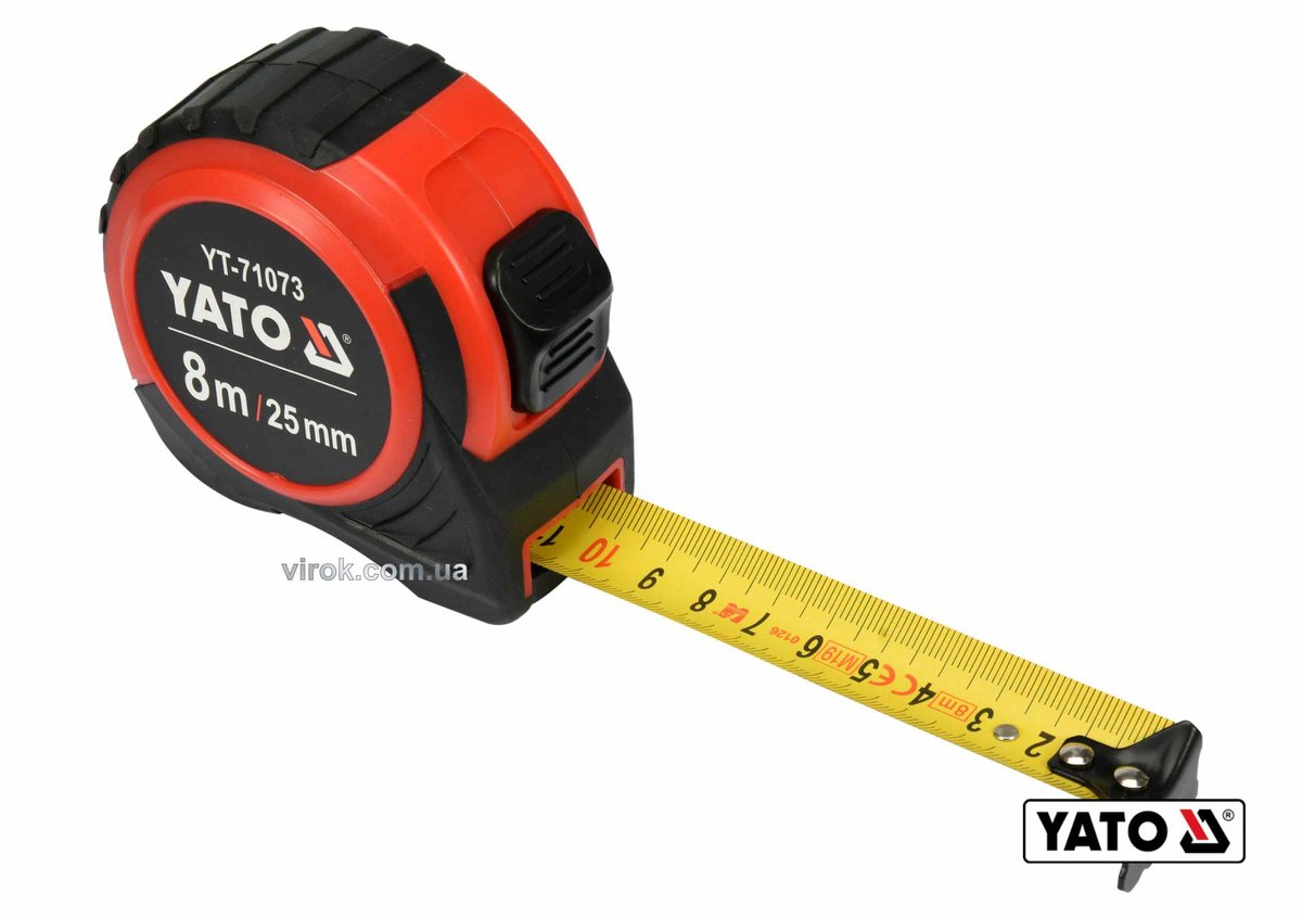 YATO Рулетка YATO : L= 8 м x 25 мм, з сталевою стрічкою, нейлоновим покриттям  | YT-71073