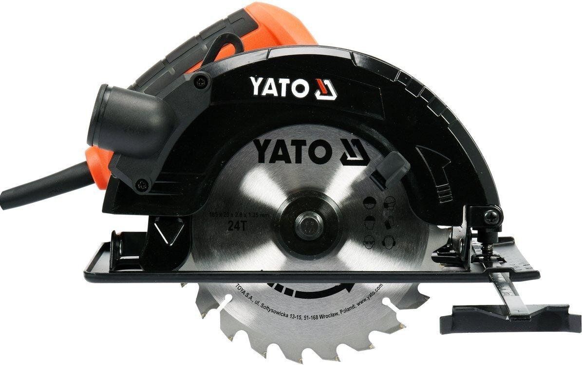 YATO Пила дискова ручна мережева YATO : P= 1.5 кВт, диск Ø=185x20x2.8 мм, кут 0-45°, гл.≤ 65мм  | YT