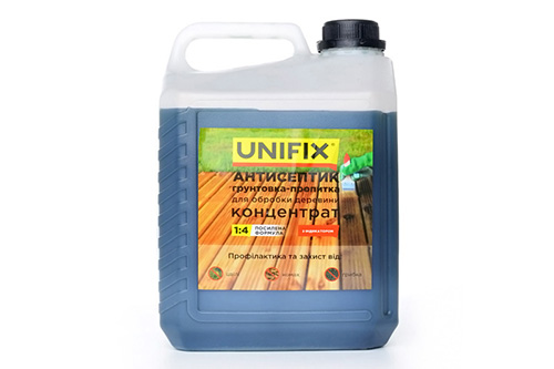 Антисептик грунтовка-пропитка концентрат 1:4 для обработки древесины 5 кг (с индикатором) UNIFIX