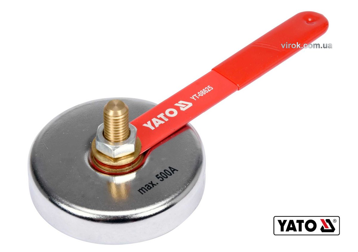YATO Затискач маси для зварювання магнітний YATO: Ø= 85 мм, сила тяжіння- 7 кг, для струму- 500 А  |