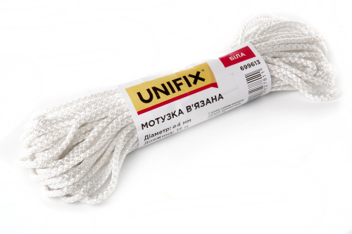 Веревка вязаная 6мм, 15м белая UNIFIX