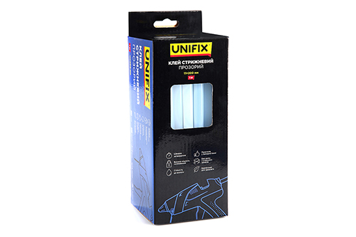 Клей стержневой прозрачный 11.0х200мм 1кг (50 шт) (коробок) UNIFIX