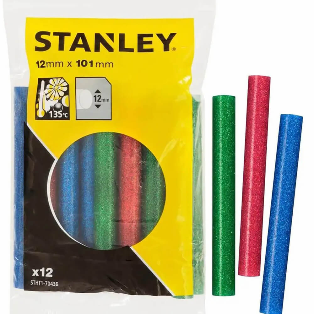 Термоклей STANLEY, червоний, зелений, синій, d=11,3 мм, L=100 мм,  12 шт. | STHT1-70436