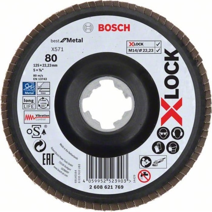 Круг пелюстковий Bosch X-LOCK X571 Best for Metal (125 мм, К80) (2608621769)