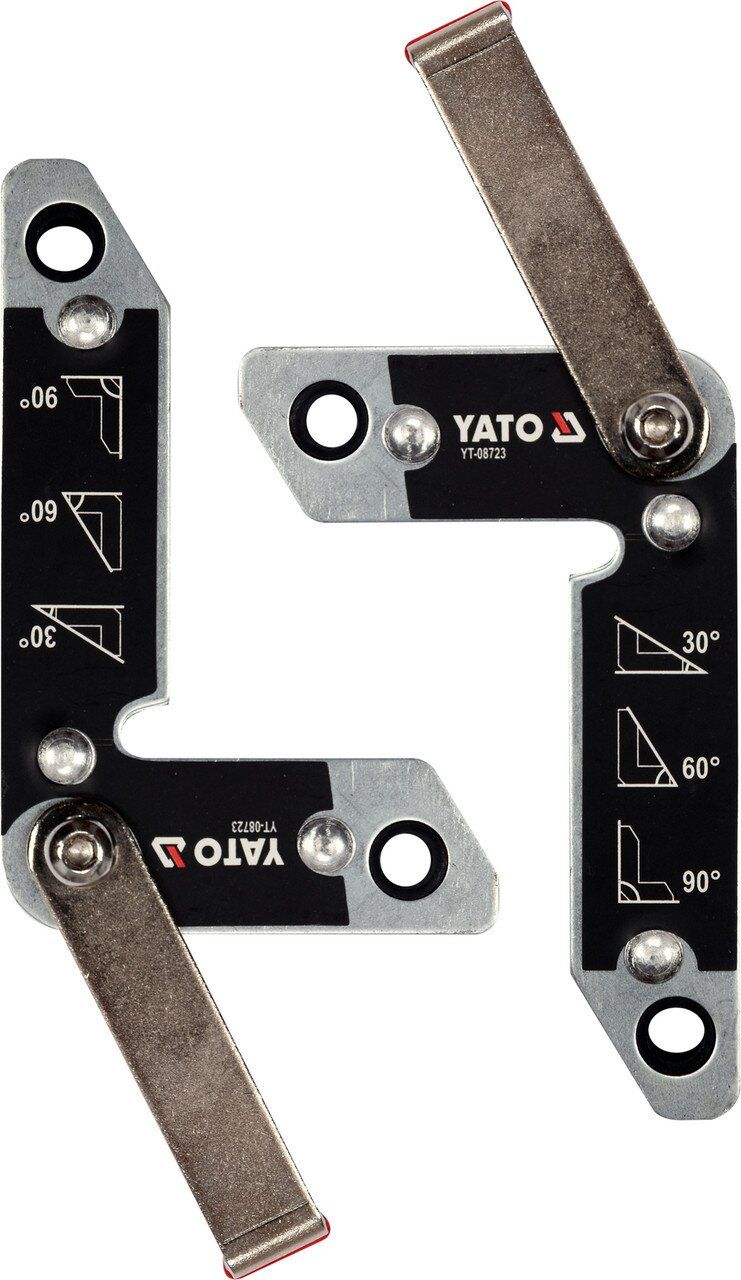 YATO Кутники магнітні для зварювання YATO: кут: 30°, 60°, 90°, сталеві, сила утримування- 32 кг, 2 ш