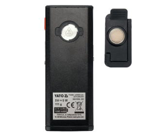 YATO Ліхтар світлодіодний акумул. YATO Li-Po 3.7 В, 500 Lm, функ. павербанк на 1500 mАГод  | YT-0855