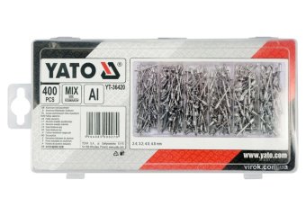 YATO Ніти алюмінієві YATO Ø= 2,4; 3,2; 4,0; 4,8 мм, l= 6.4 мм, компл 400 шт.  | YT-36420