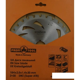 Диск пильный по дереву 184х2.0х1.4х30 мм, Z=30, зуб S-WZ (Super-ATB) PROFITOOL
