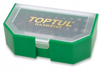 Набор бит для шуруповерта 31ед. TOPTUL 1/4" SL;PH;PZ;TORX;HEX + магнитный держатель GAAW3101