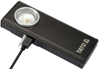 YATO Ліхтар світлодіодний акумул. YATO Li-Po 3.7 В, 500 Lm, функ. павербанк на 1500 mАГод  | YT-0855