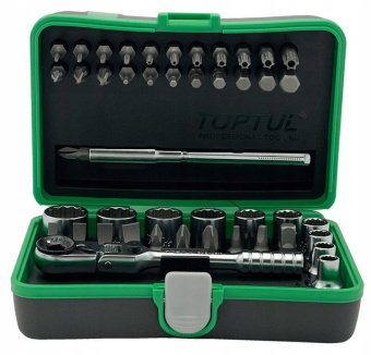 Набор бит и головок с трещоткой TOPTUL 1/4" 41 ед. (12-гран.) TOPTUL GADW4502