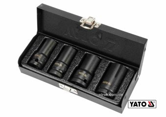 YATO Торцеві головки ударні для зриву гвинтів YATO: квадрат-1/2", L= 55 мм; М17, 18.5, 21.5, 26 мм, 