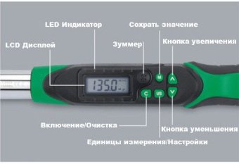 Динамометрический ключ электронный TOPTUL 1.5-30Нм (двустороннего действия) 1/4" DT-030I2