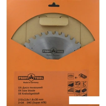 Диск пильный универсальный 210х2.8х1.8х30 мм, Z=34, зуб S-WZ (Super-ATB),  PROFITOOL