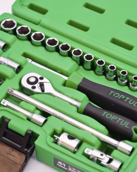 Набор торцевых головок и бит с трещоткой TOPTUL 1/4" 41ед. GCAI4102