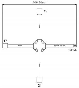 Ключ баллонный крестовой усиленный TOPTUL 17,19,21,1/2" AEAL1616