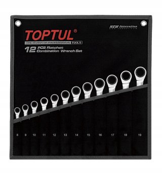 Набор комбинированных ключей трещоточных TOPTUL 8-19мм 12ед. в чехле GPAQ1202