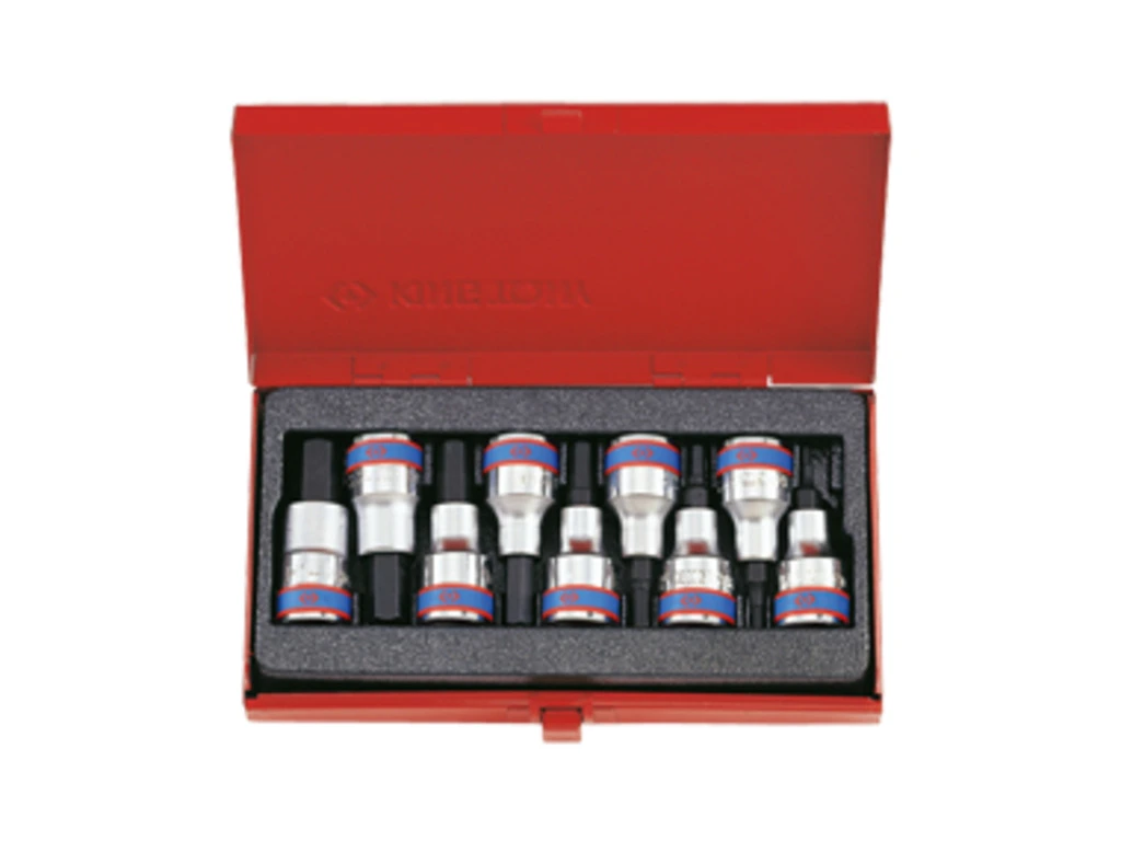 KING TONY Набор бит в головке 1/2", HEX, 3-14 мм, L = 60 мм, 9 пр | 4110PR