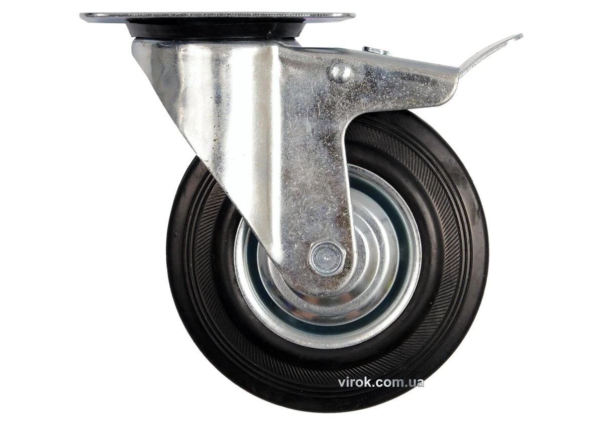 VOREL Колесо до візка Ø=100 мм, b=27 мм з обертовою опорою і гальмом; h=130 мм, навантаж.- 60кг  | 8