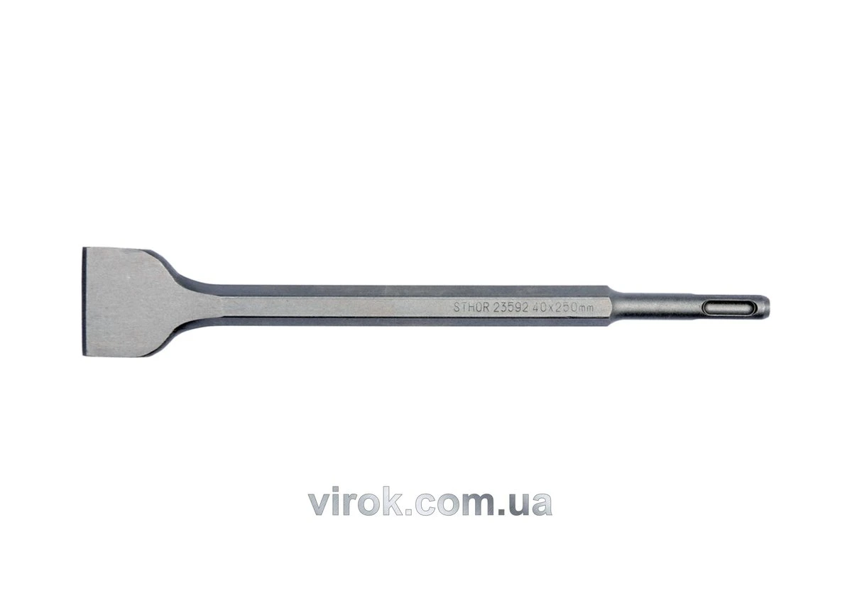 STHOR Долото плоске : SDS+ до перфоратора, Ø= 14 мм, роб. b= 40 мм, l= 250 мм  | 23592