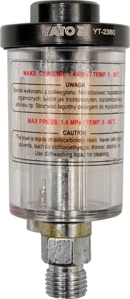YATO Фільтр-сепаратор води пневматичний YATO, P ≤ 1.4 MPa, з'єднання Ø= 1/4"  | YT-2380