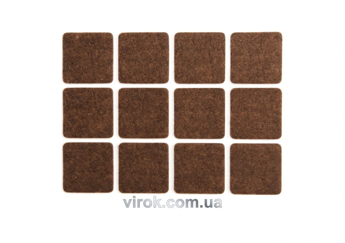 VOREL Протектор самоклеючий повстяний , 28х28мм, набір 12шт.  | 74863