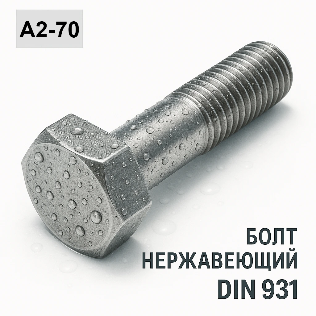 DIN 931 A2-70 Болт нержавеющий с шестигранной головкой и частичной резьбой M 5x 45