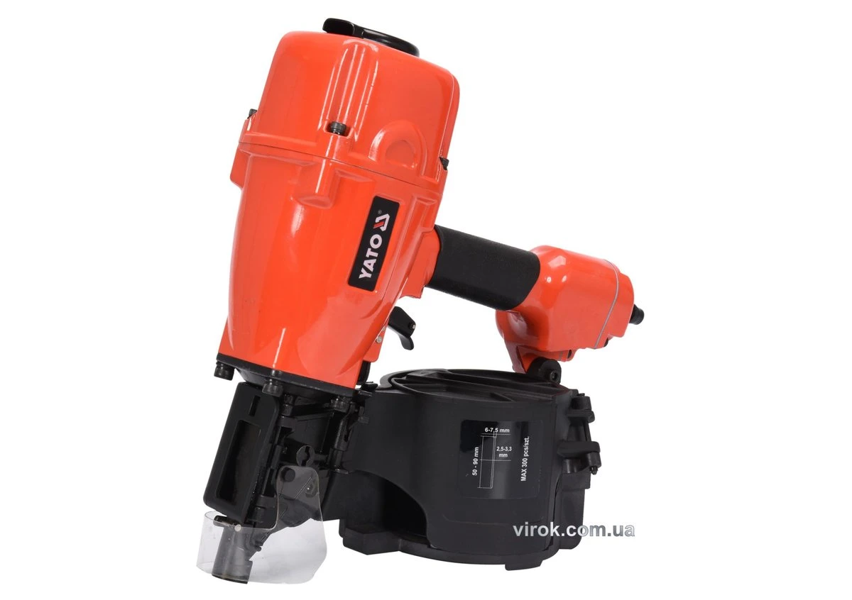 YATO Пістолет цвяхозабивний, пневматичний, барабанний YATO для цвяхів t= 2.5-3.3 мм, h=50-9мм, 8 Bar