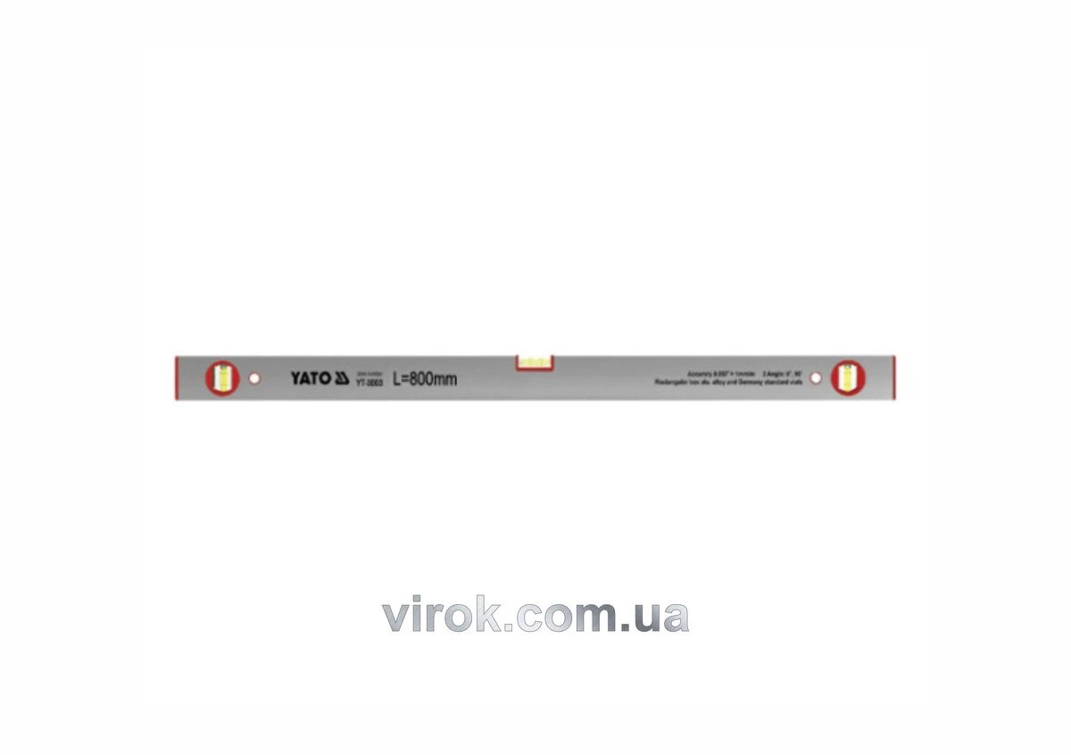 YATO Рівень алюмінієвий YАТО : L= 80 см. 3 капсули  | YT-3003