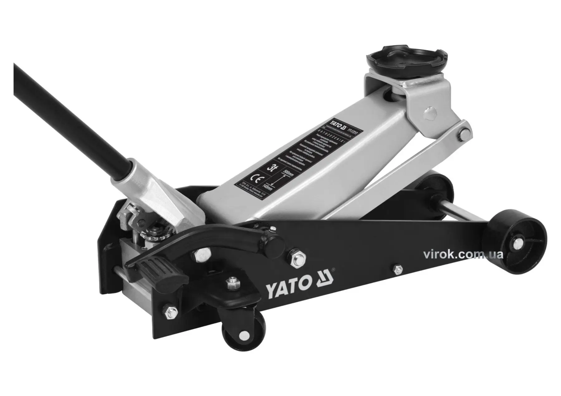 YATO Домкрат гідравлічний підкатний низькопрофільний з важелем швидкого підйому YATO: 3 т, H= 145- 5