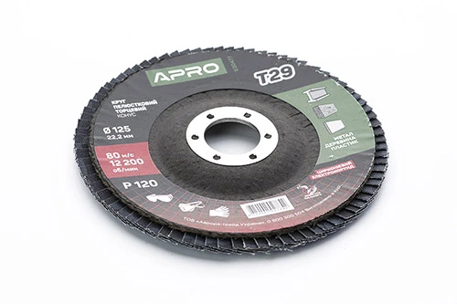 Круг лепестково-торцевой циркониевый Р120 конус 125мм (Т29) (КЛТ) APRO