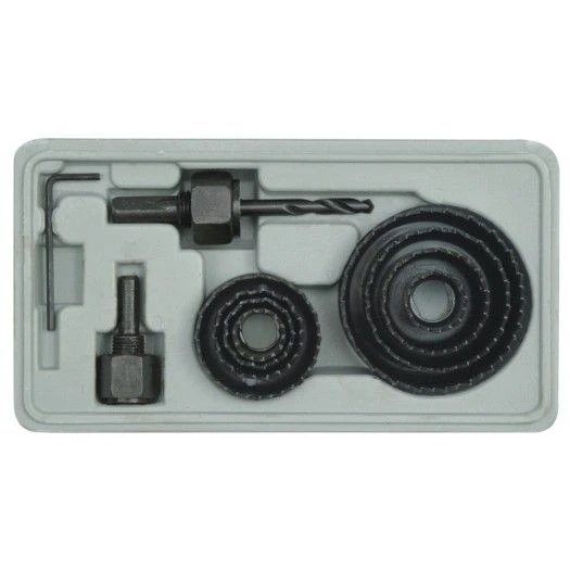 VOREL Пили кільцеві по дереву + свердло. Ø-19-64мм (2 хвостовики), Набір 11шт. В кейсі  | 22570