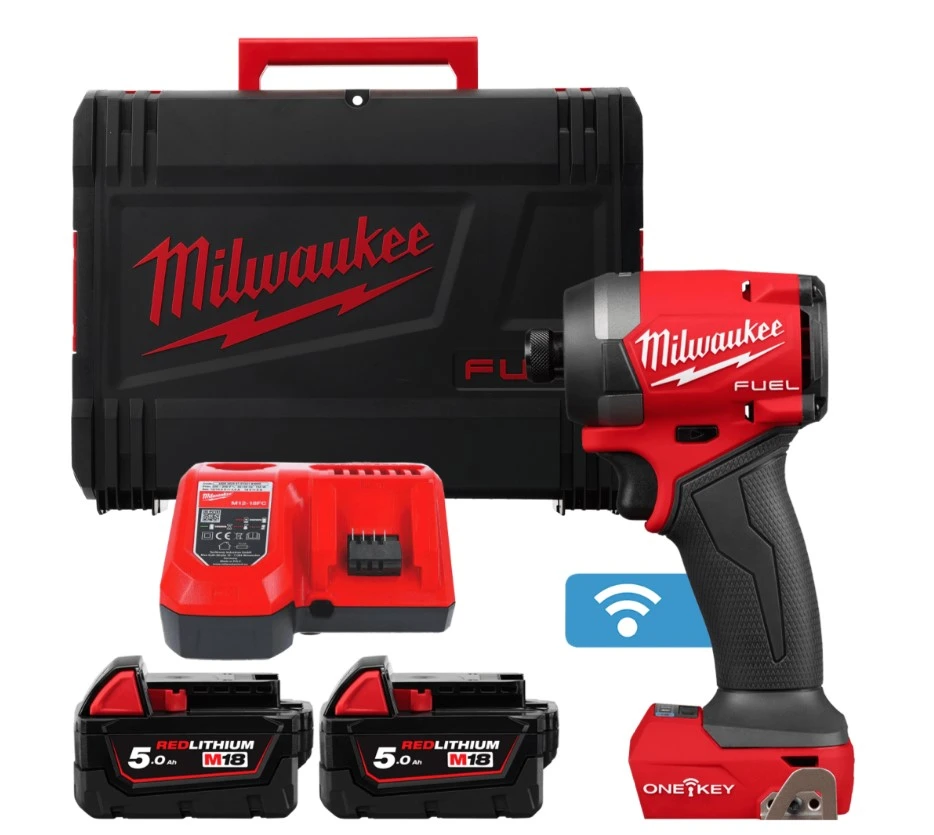 MILWAUKEE Гвинтокрут акумуляторний 1/4'' HEX, M18 ONEID3-502X, 226Нм (+зар.пр.,2 акум.Х5Аг,HDкейс)