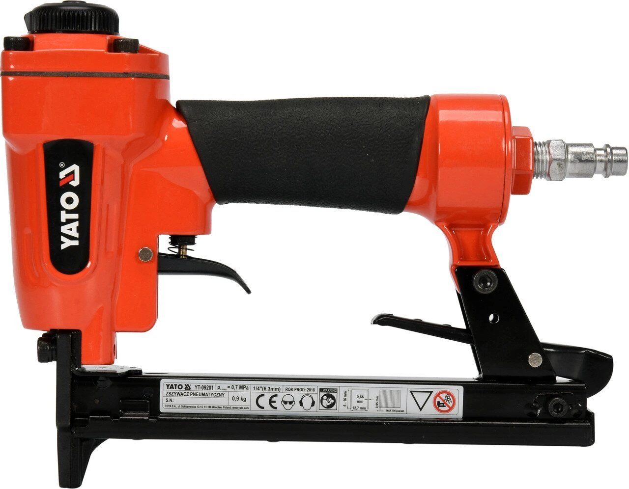 YATO Степлер пневматичний YATO : P= 7 Bar, для скоб h= 6-16 мм, w= 12,7 мм  | YT-09201