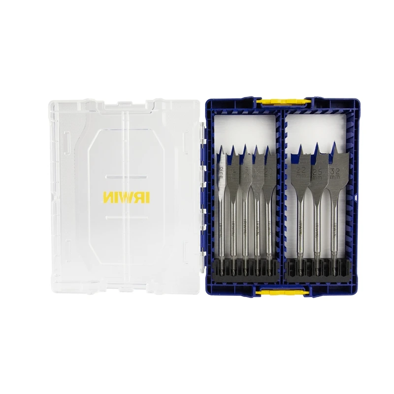 IRWIN Набор перьевых свёрл по дереву Blue Groove 4X в пл. кейсе, 8шт. : /12/14/16/18/20/22/25/32 мм,