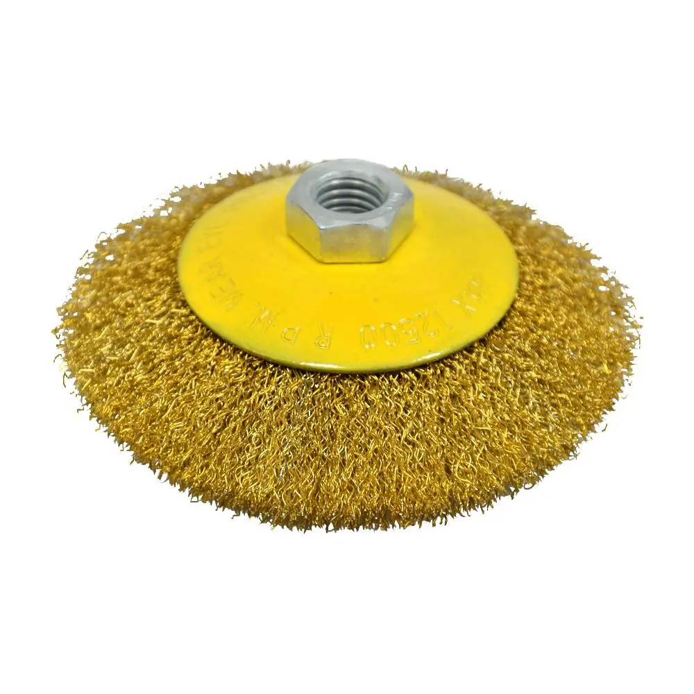 Щітка конічна, М14, латунована рифлена, 100мм Technics | 17-930