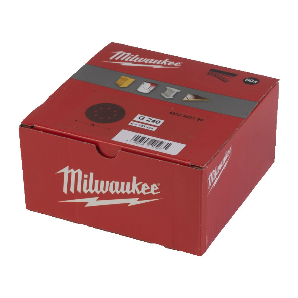 MILWAUKEE Круг шліфувальний 8 отв. , HL Ø125мм, зерно 240, (25шт) | 4932492196