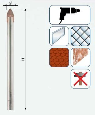 ALPEN Сверло по стеклу Profi, Ø10.0 мм. PL 0028901000100