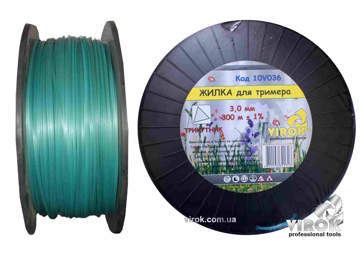 VIROK Жилка для тримера ТРИКУТНИК TM : Ø= 3.0 мм, l= 300 м (бобіна) | 10V036
