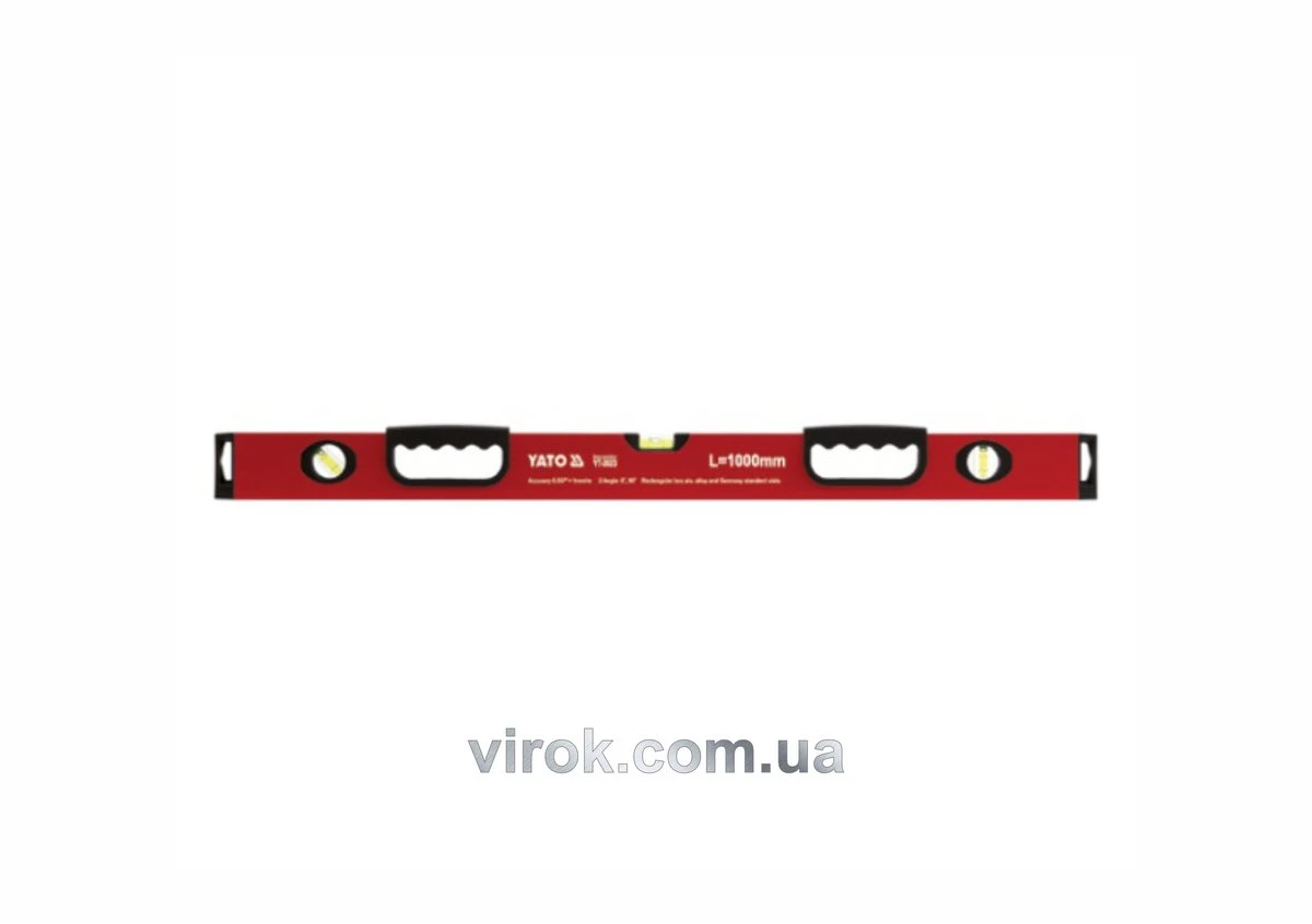 YATO Рівень алюмінієвий YATO : L= 100 см. 3 капсули, 2 ручки  | YT-3024