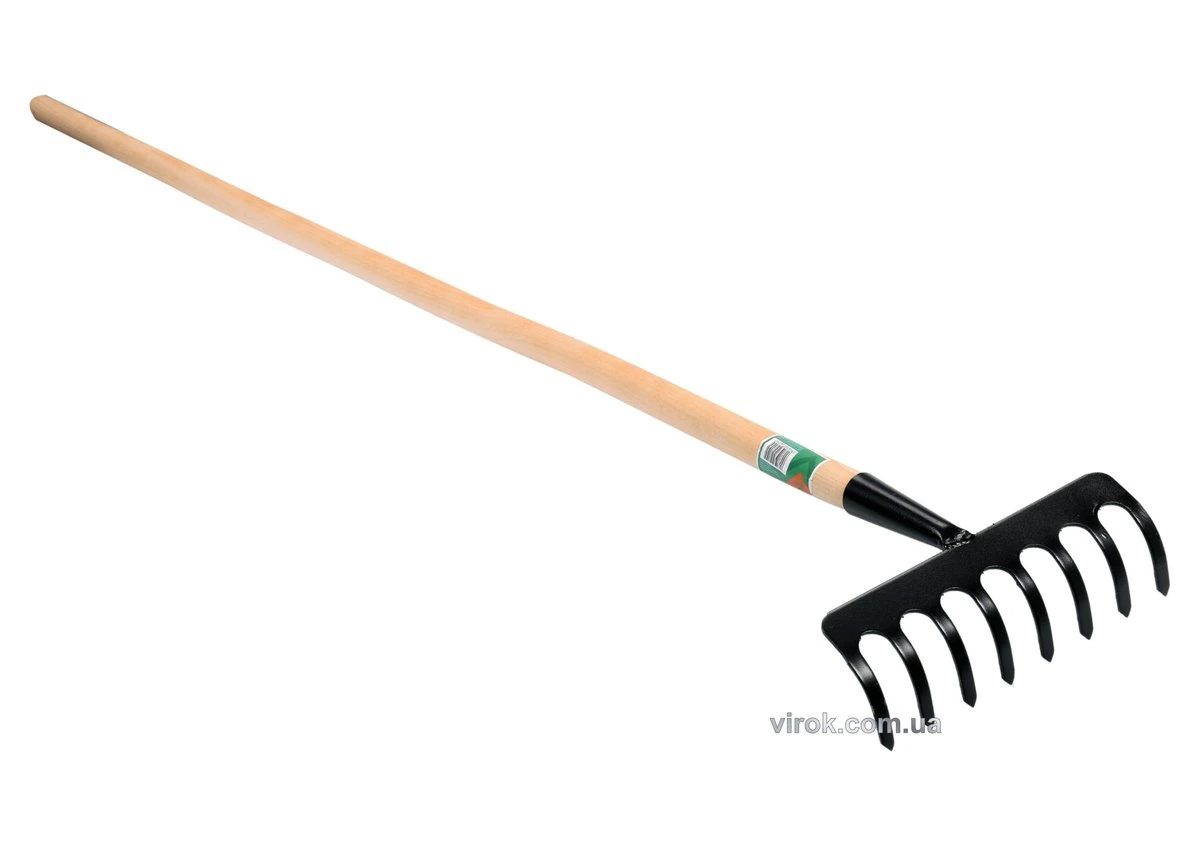 FLO Граблі присадибні, металеві з деревяним держаком, 8 зубів  | 35741