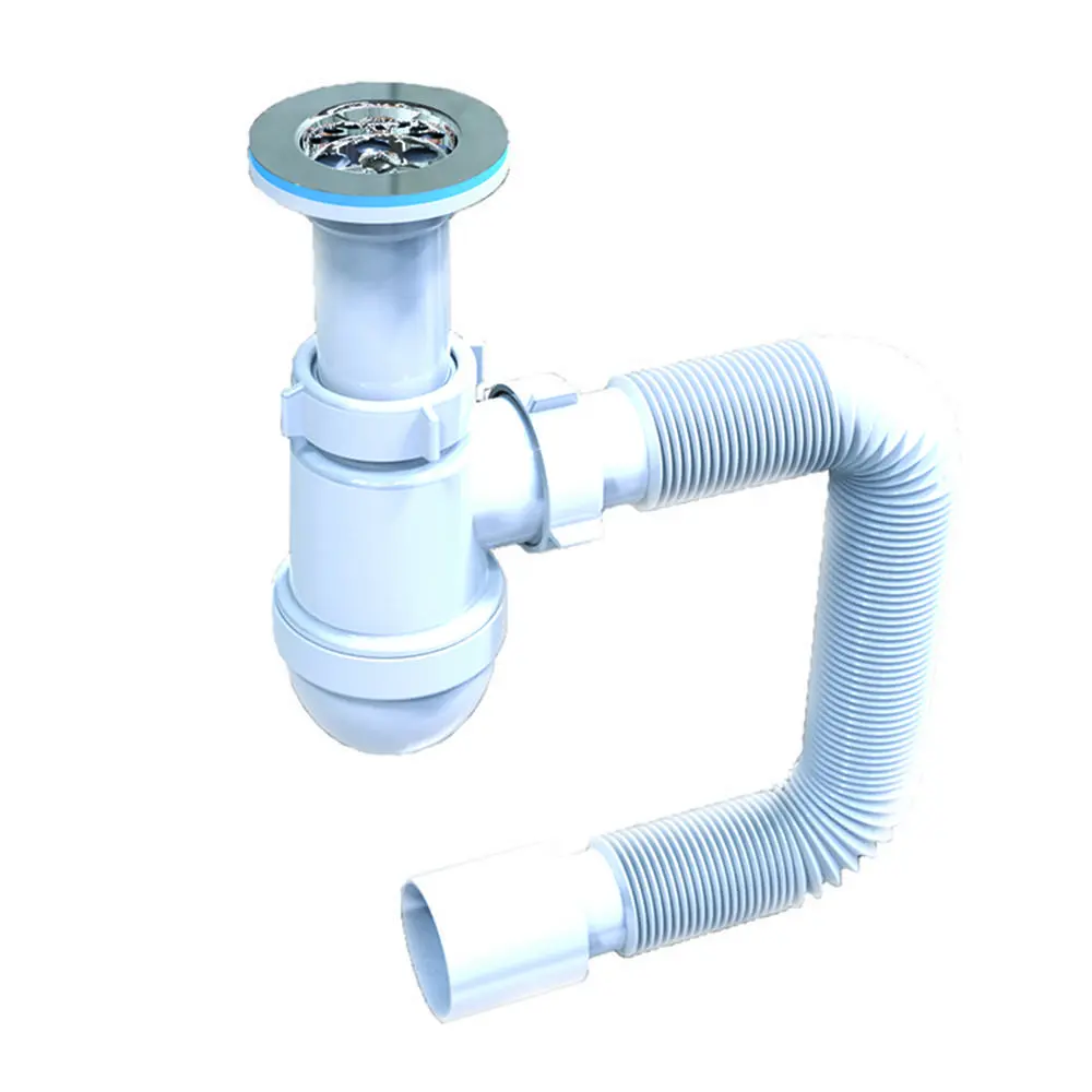 Сифон для умивальника з гнучкою трубою 40х50 мм та нержавіючим випуском 1 1/2 Fonte | 77-502