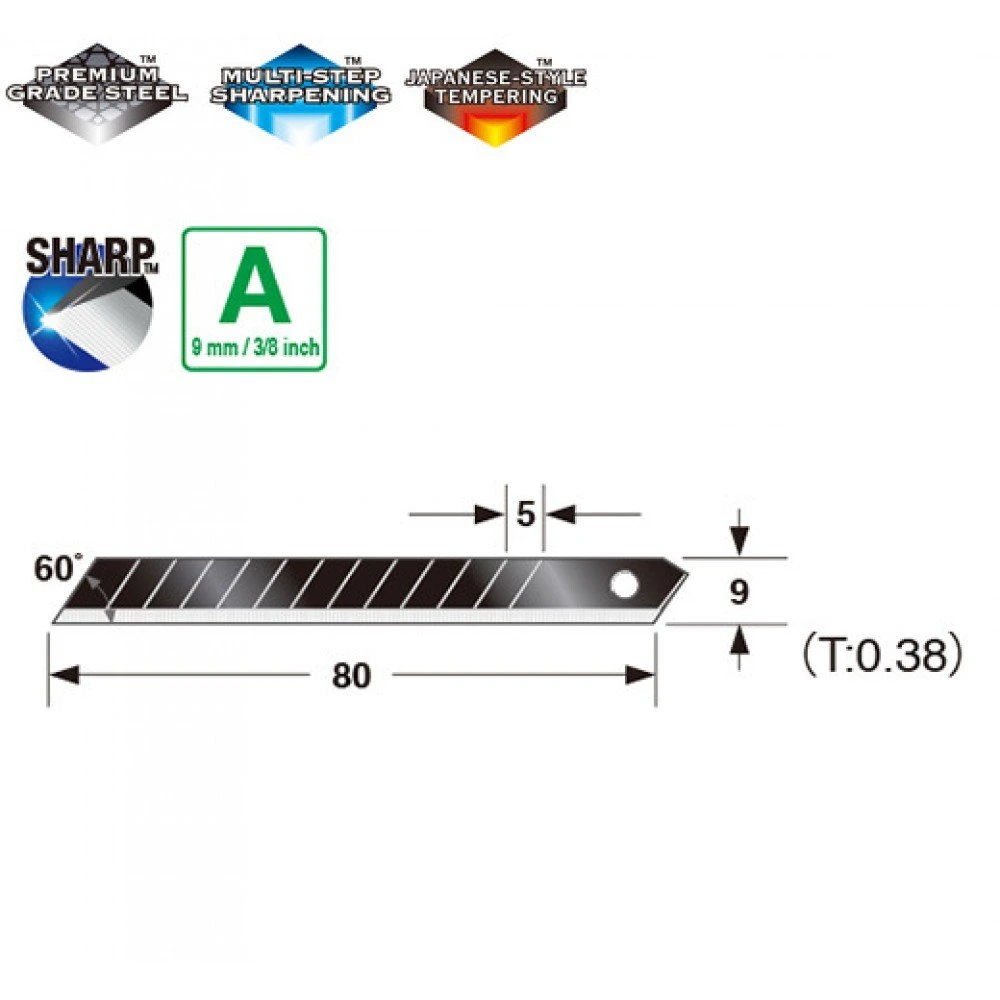 TAJIMA Лезвия черные 9мм RAZAR BLACK, экстра острые, 10 шт