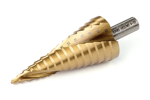 Сверло ступенчатое спиральное Ø4-32мм (сталь 6542) APRO