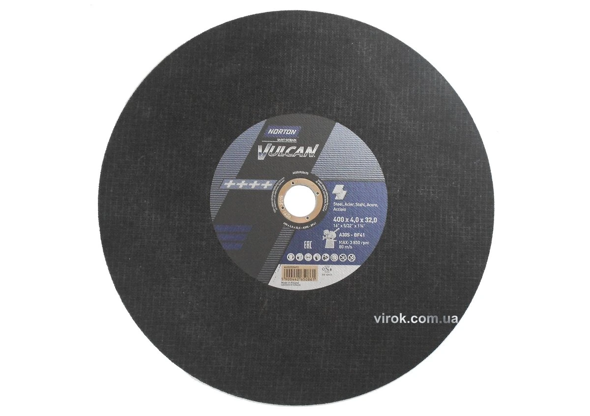 NORTON Диск відрізний по металу і нержав. сталі тм " VULCAN FIXED"; Ø= 400х 32 мм, t= 4.0 мм | 70V11