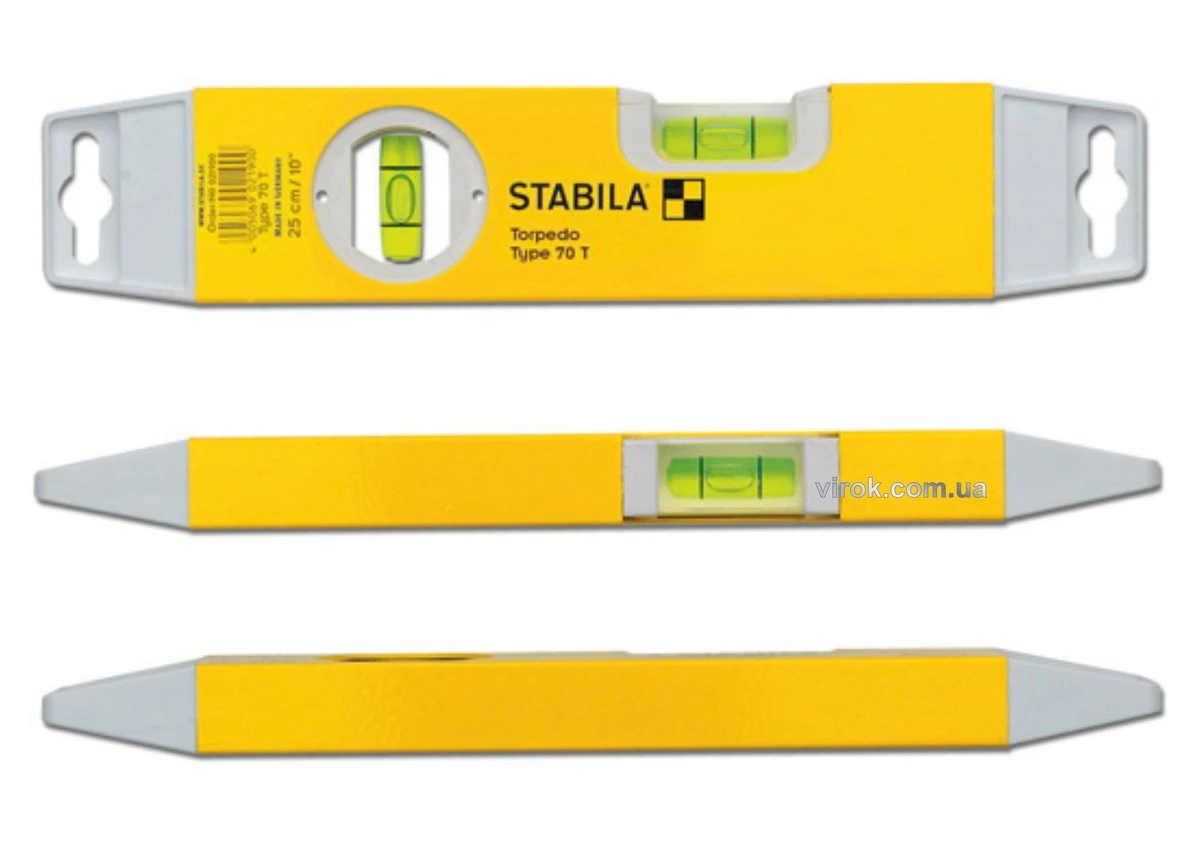 STABILA Рівень Type 70 Т : Torpedo, L= 25 см, 2 капсули | 2199