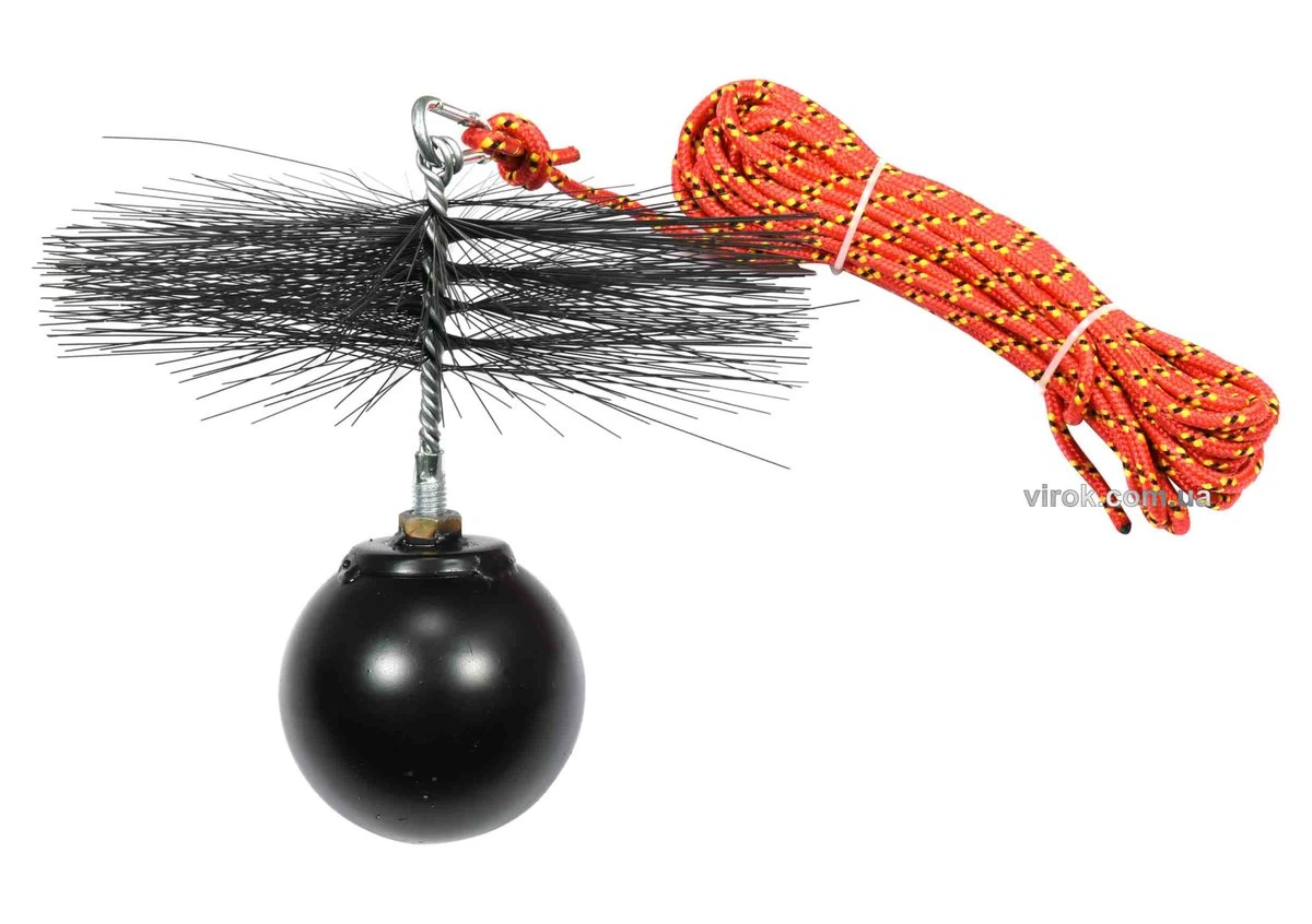 VOREL Набір для очищення димарів : шнур Ø= 8 мм, l= 10 м; йорж Ø= 250 мм; гиря- 2.5 кг  | 73035